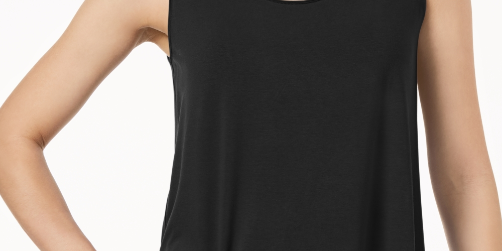 JM Collection Regata feminina com decote redondo, preta, tamanho pequeno