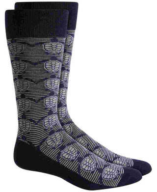 Meias de cano alto confortáveis ​​Alfani Turtle Knit para homens, pretas, tamanho regular