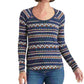 Lucky Brand Multi Fair Isle Térmica Feminina Azul Tamanho P