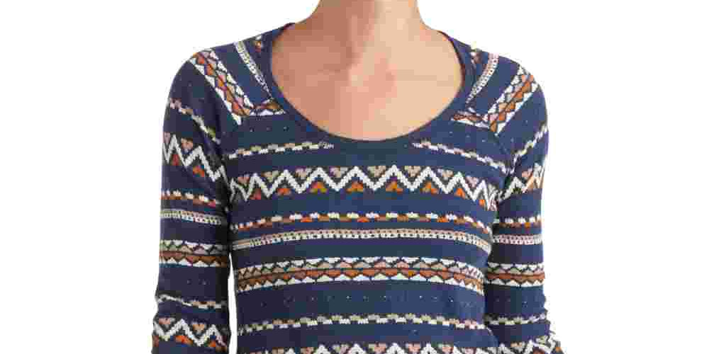 Lucky Brand Multi Fair Isle Térmica Feminina Azul Tamanho P