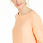 Blusa feminina Charter Club de linho com manga sino, laranja, tamanho pequeno