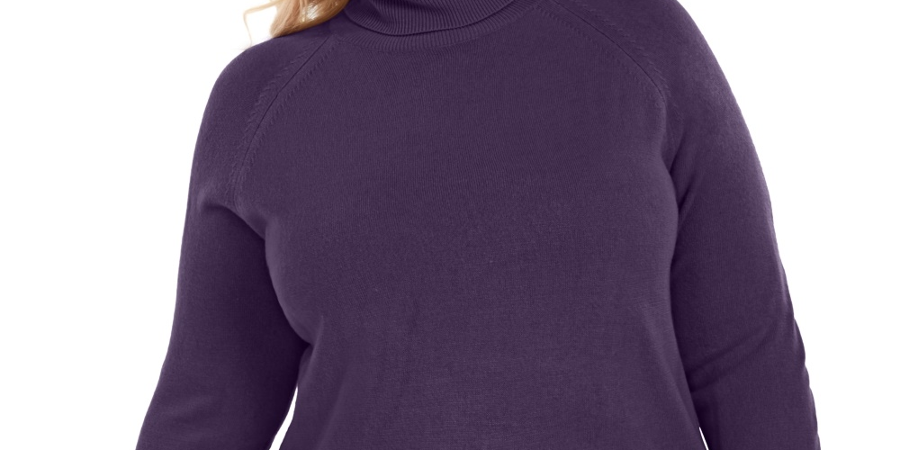 Karen Scott Suéter Luxsoft de gola alta plus size feminino, roxo, tamanho 1X