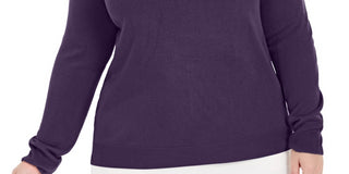 Karen Scott Suéter Luxsoft de gola alta plus size feminino, roxo, tamanho 1X