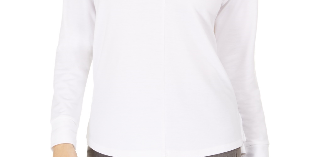 Blusa feminina com decote aberto Style &amp; Co, branca, tamanho médio