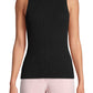 Blusa feminina Anne Klein com gola mandarim, preta, tamanho extragrande