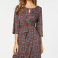 Vestido envelope falso estampado feminino NY Collection Petite, vermelho, tamanho Petite XL