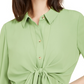 Blusa feminina Alfani com amarração na cintura e mangas enroladas, verde, tamanho grande