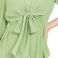 Blusa feminina Alfani com amarração na cintura e mangas enroladas, verde, tamanho grande
