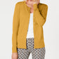 Cardigan feminino de manga comprida com botões frontais, tamanho extragrande, dourado, Charter Club
