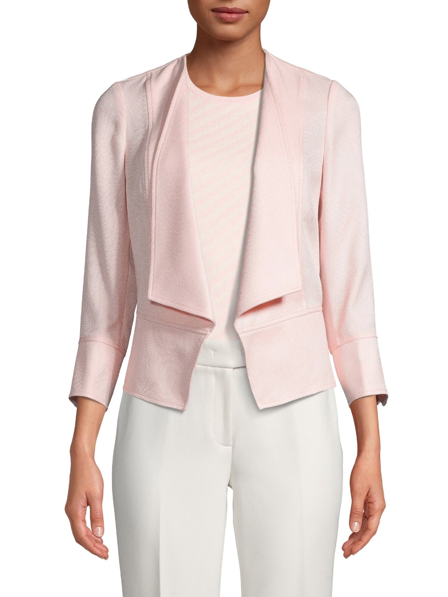 Blazer feminino Anne Klein rosa liso tamanho extragrande