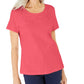 Blusa feminina Karen Scott de algodão com crochê frontal, laranja, tamanho pequeno