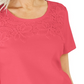 Blusa feminina Karen Scott de algodão com crochê frontal, laranja, tamanho pequeno