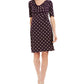 Vestido tubinho com babados e bolinhas Connected Feminino Roxo Tamanho 12 Petite