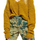 Suéter feminino Free People Finder Keepers com decote em V, verde, tamanho pequeno