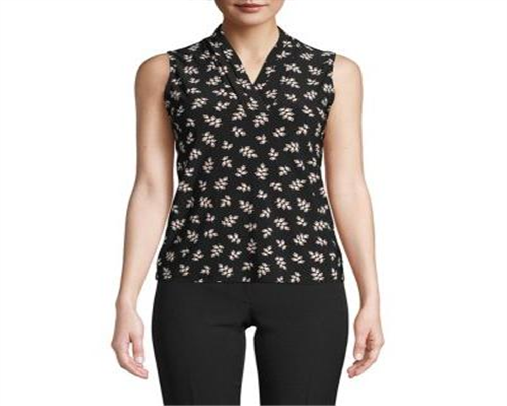 Blusa feminina Anne Klein estampada sem mangas preta tamanho X-S