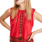 Blusa feminina sem mangas com estampa de lantejoulas e gola redonda, tamanho X-S