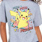 Camiseta de algodão Pikachu da Mad Engine Juniors, cinza, tamanho pequeno
