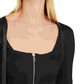 Suéter feminino com gola quadrada e zíper frontal da INC International Concepts, preto, tamanho X-S