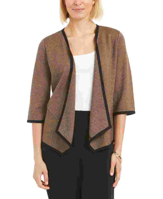 Cardigan Alfani Feminino Drapeado Frente Marrom Tamanho Grande