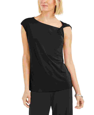 Top assimétrico com nó feminino Alfani, preto, tamanho X-G