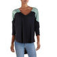 Blusa feminina Free People com manga 3/4 e decote redondo, azul, tamanho extragrande