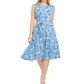 Vestido de malha MIDI com estampa floral feminino Charter Club, azul, tamanho M