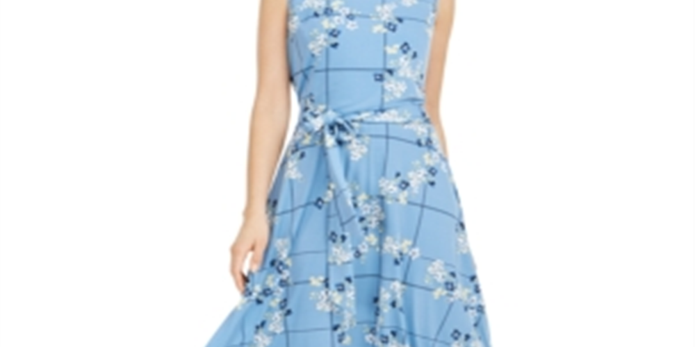 Vestido de malha MIDI com estampa floral feminino Charter Club, azul, tamanho M
