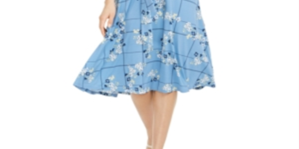 Vestido de malha MIDI com estampa floral feminino Charter Club, azul, tamanho M