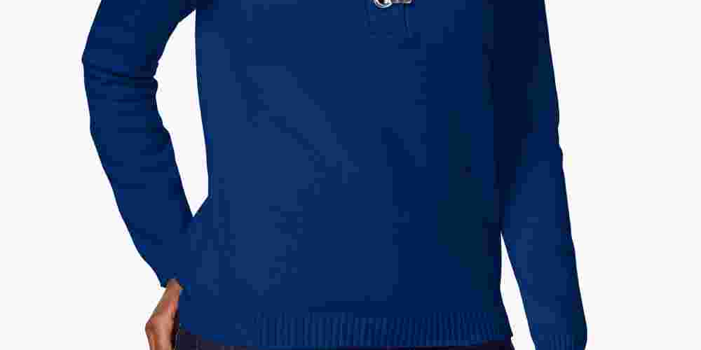 Karen Scott Suéter Feminino Petites Grommet com Acabamento Canelado Azul Tamanho PSM