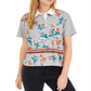 Camisas polo curtas florais femininas Tommy Hilfiger, cinza, tamanho XS