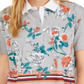 Camisas polo curtas florais femininas Tommy Hilfiger, cinza, tamanho XS