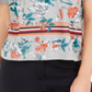 Camisas polo curtas florais femininas Tommy Hilfiger, cinza, tamanho XS