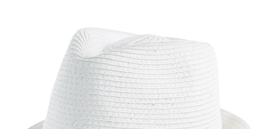 Chapéus de bloco masculinos, palha de papel trançada, fedora, branco, tamanho M/G