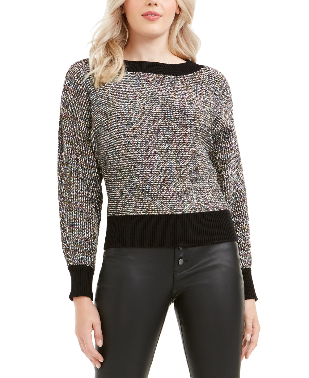 Suéter feminino metálico com manga dolman Bar III, preto, tamanho XX-G
