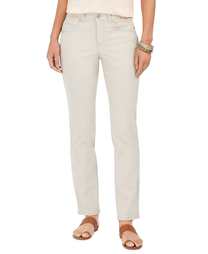 Jeans fashion estilo &amp; co com controle de barriga e perna reta, marrom, tamanho 12