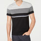 Camiseta Alfani Masculina Texturizada Colorblock com Gola V Cinza Tamanho Médio