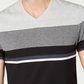 Camiseta Alfani Masculina Texturizada Colorblock com Gola V Cinza Tamanho Médio