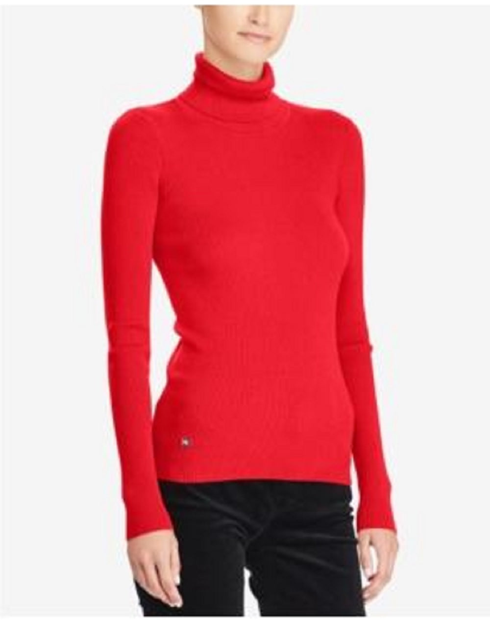 Suéter Ralph Lauren Feminino Vermelho com Canelado e Manga Longa, Gola Alta, Tamanho XXG