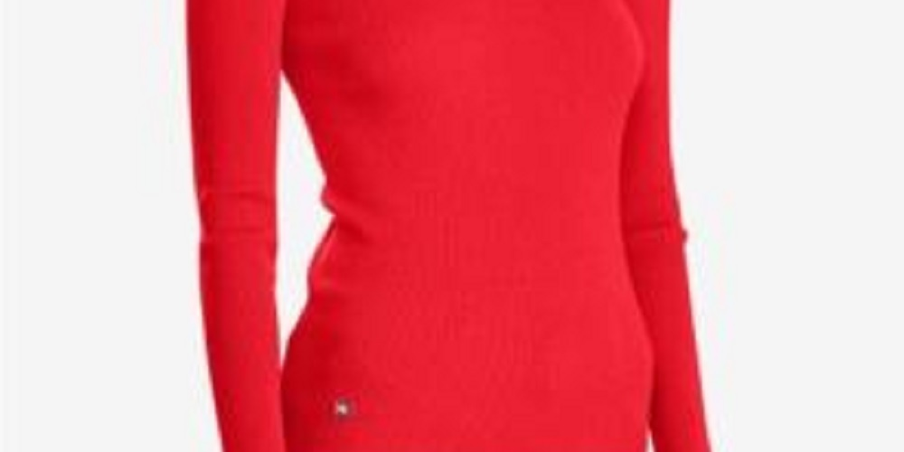 Suéter Ralph Lauren Feminino Vermelho com Canelado e Manga Longa, Gola Alta, Tamanho XXG