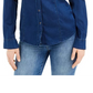 Camisa jeans feminina Guess Lalima com detalhes em azul, tamanho X-S