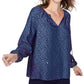 Blusa Camponesa Feminina NYDJ Chambray Azul Gato Tamanho X-G