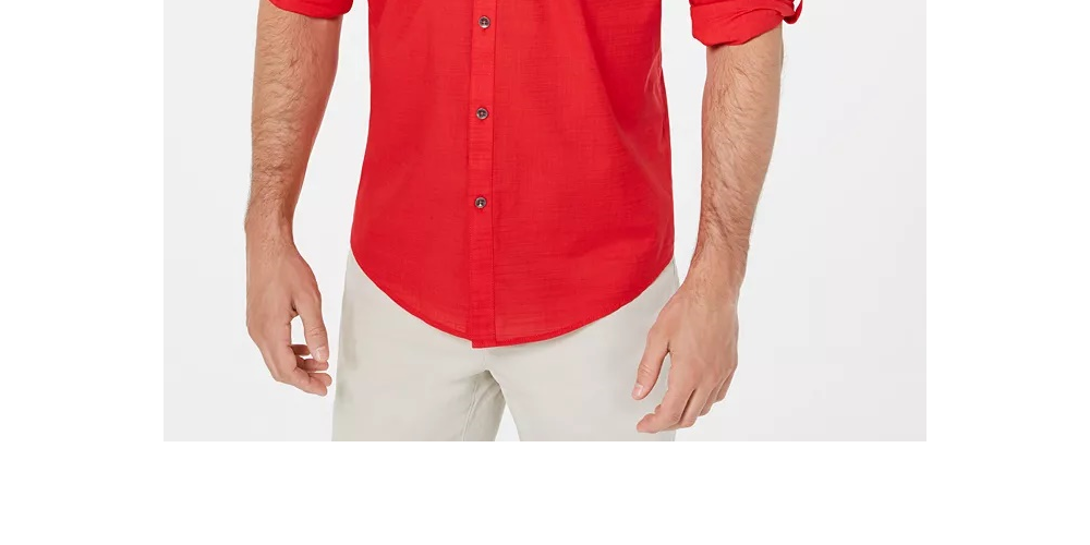 Camisa de manga comprida Warren masculina Alfani laranja tamanho pequeno