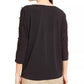 Blusa feminina Alfani com estampa de mangas curtas, bege, cáqui, tamanho XX-G