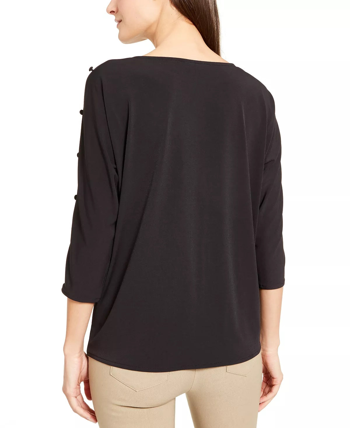 Blusa feminina Alfani com estampa de mangas curtas, bege, cáqui, tamanho XX-G