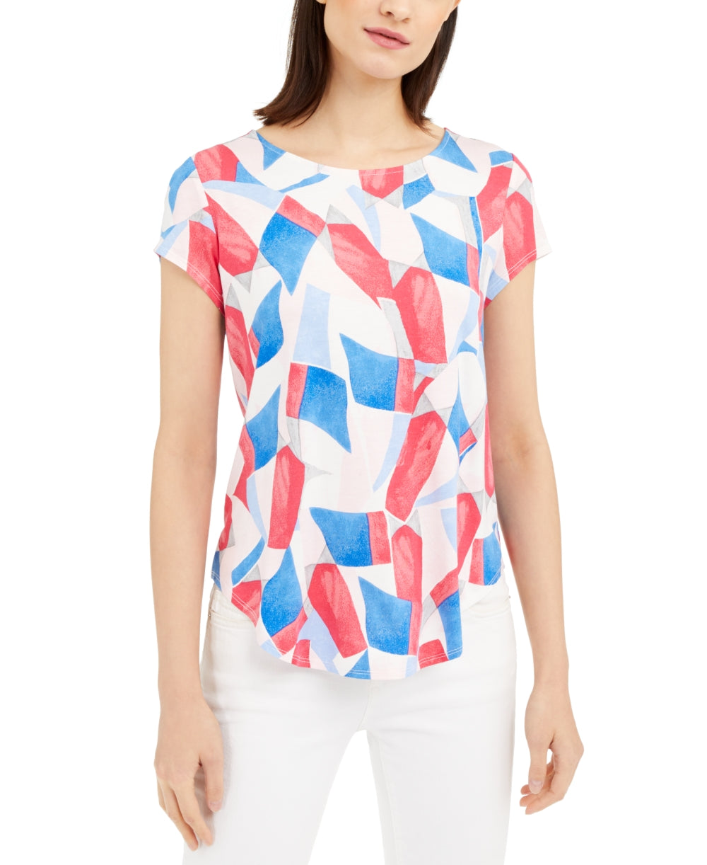 Camiseta feminina estampada Alfani rosa tamanho XX-G