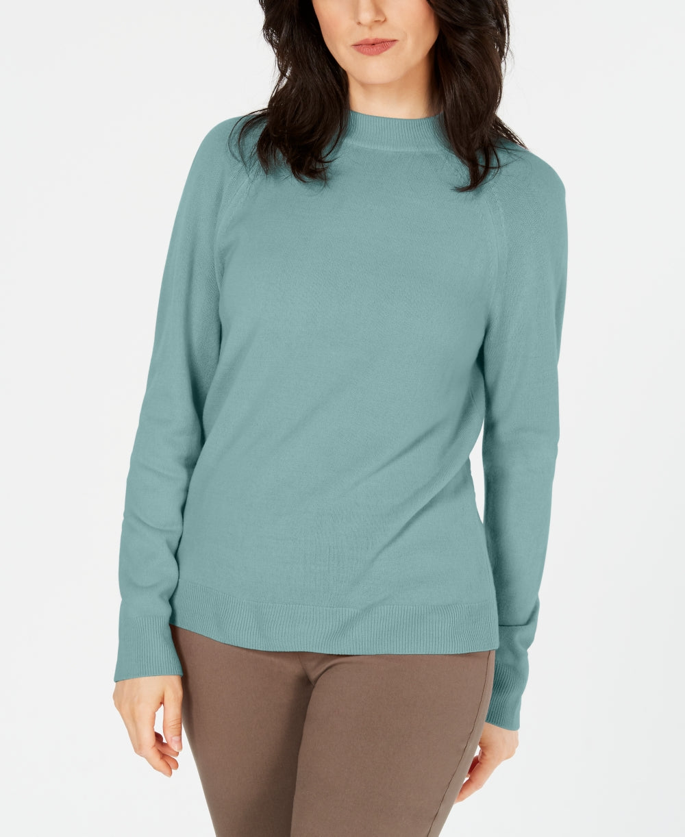 Karen Scott Suéter Feminino Gola Careca com Zíper nas Costas Azul Tamanho P