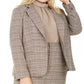 Bar III Blazer xadrez feminino plus size moderno com um botão, bege-cáqui, tamanho pequeno e pequeno