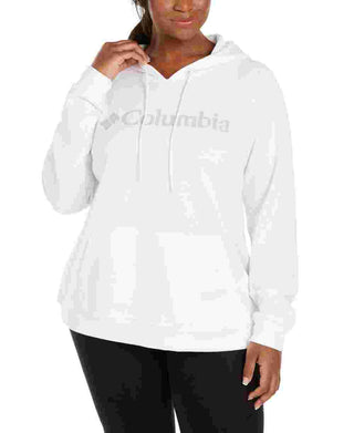 Moletom com capuz feminino Columbia Plus com estampa de logotipo French Terry, branco, tamanho 3X