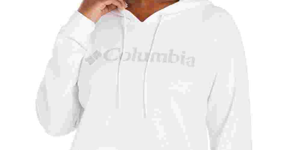 Moletom com capuz feminino Columbia Plus com estampa de logotipo French Terry, branco, tamanho 3X