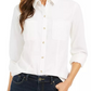 Camisa feminina de veludo cotelê de algodão com botões Charter Club, branca, tamanho pequeno e pequeno
